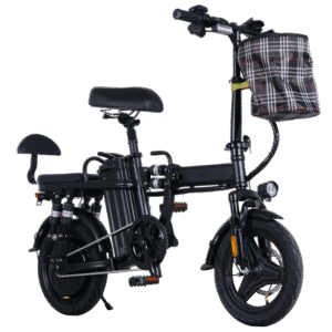A9-Electric-Bike-for-Adults, Folding-E-Bike-with-Basket, 14" Wheels, 20 mph, 500W Brushless Motor, 48V 15AH Removable Battery, 9 Shock Absorbers, 30-Mile Range, LCD Display