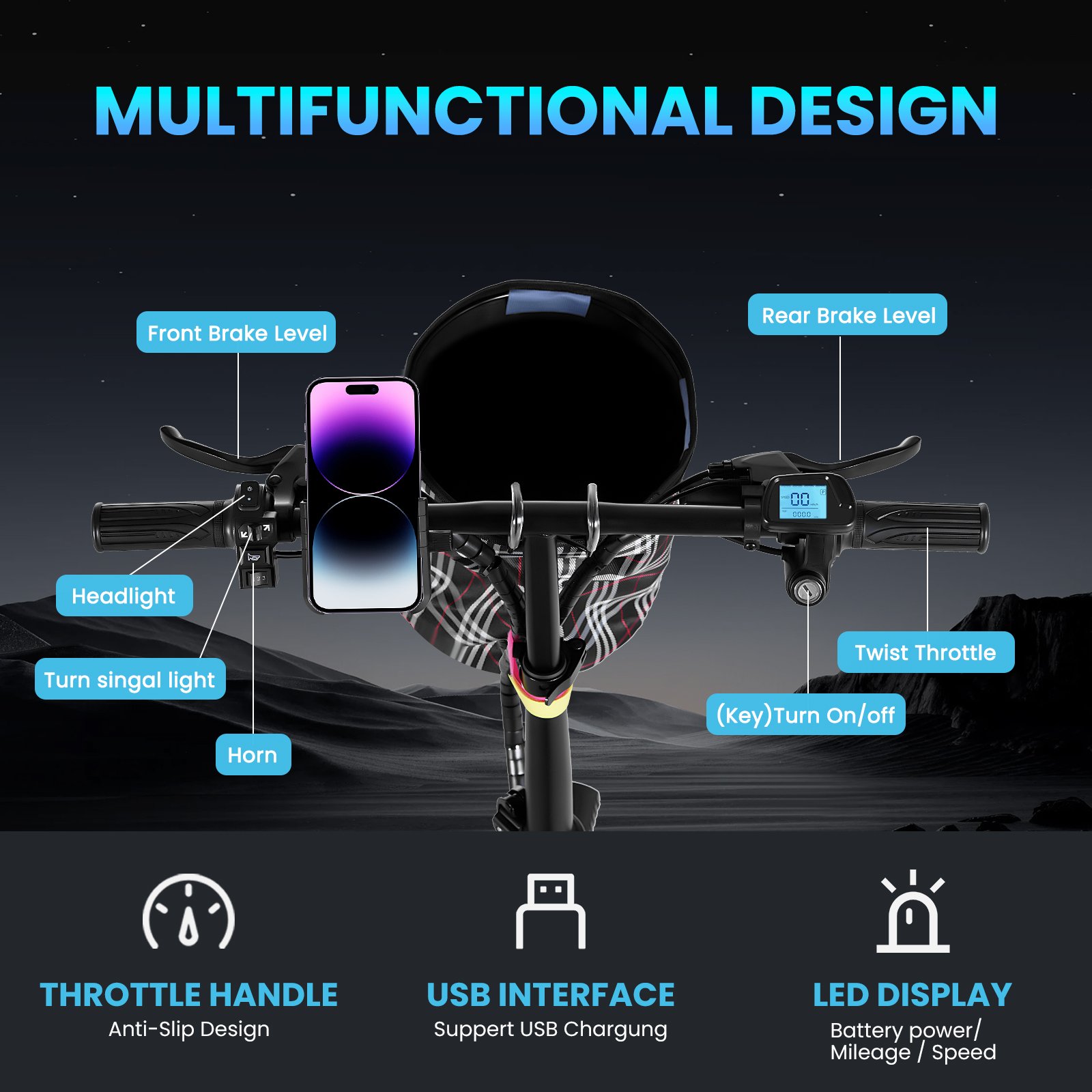 A9-Electric-Bike-for-Adults, Folding-E-Bike-with-Basket, 14" Wheels, 20 mph, 500W Brushless Motor, 48V 15AH Removable Battery, 9 Shock Absorbers, 30-Mile Range, LCD Display - 图片 7
